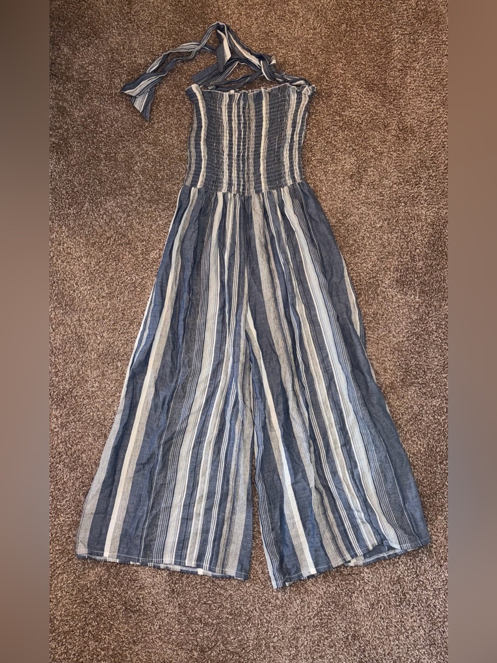 Surf Gypsy Striped Blue & White Halter Jumpsuit